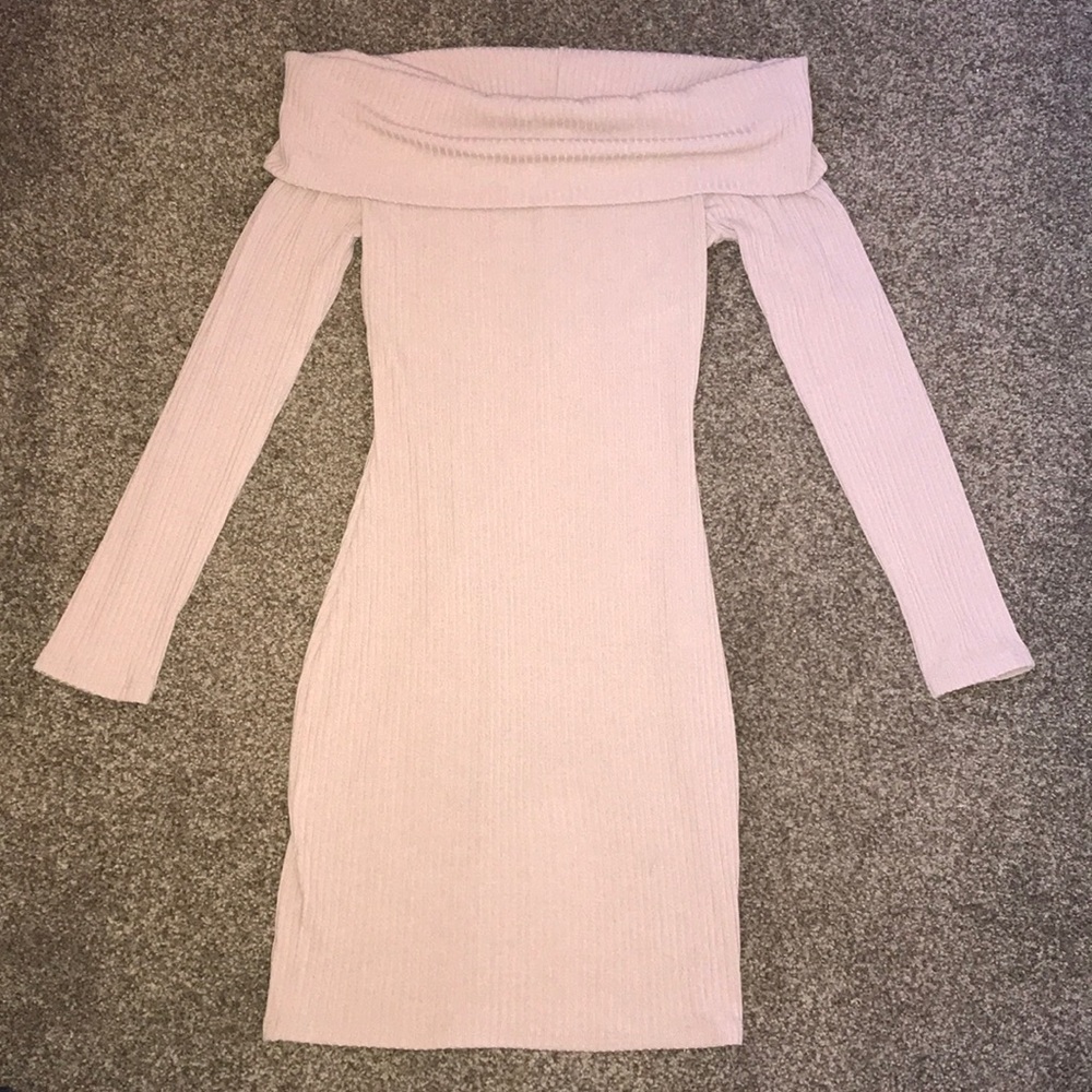 NWOT Beige off the shoulder dress